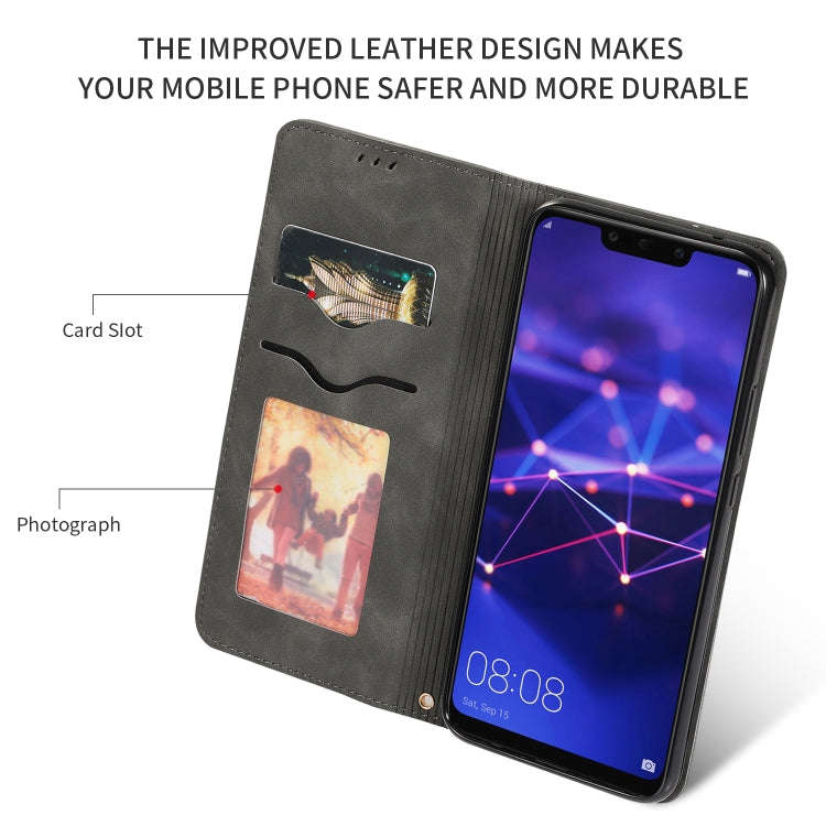 Retro Skin Feel Business Magnetic Horizontal Flip Leather Case for Huawei Mate20 Lite(Dark Gray)