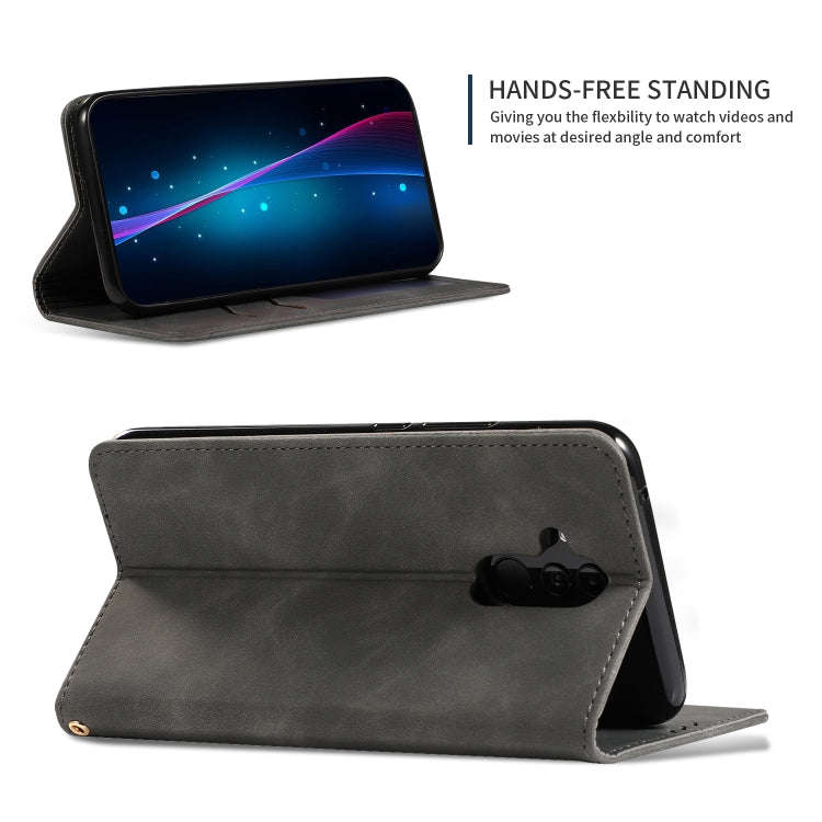 Retro Skin Feel Business Magnetic Horizontal Flip Leather Case for Huawei Mate20 Lite(Dark Gray)