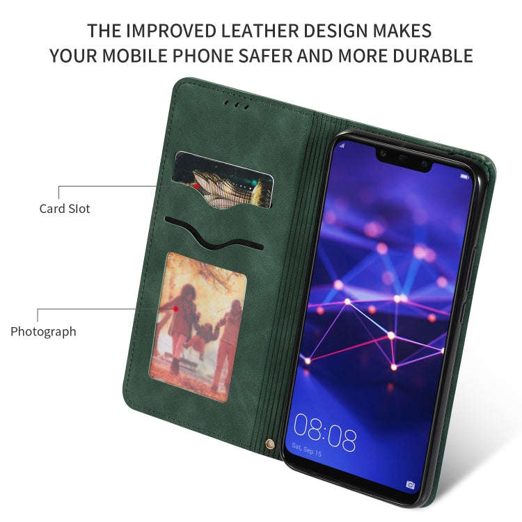 Retro Skin Feel Business Magnetic Horizontal Flip Leather Case for Huawei Mate20 Lite(Army Green)