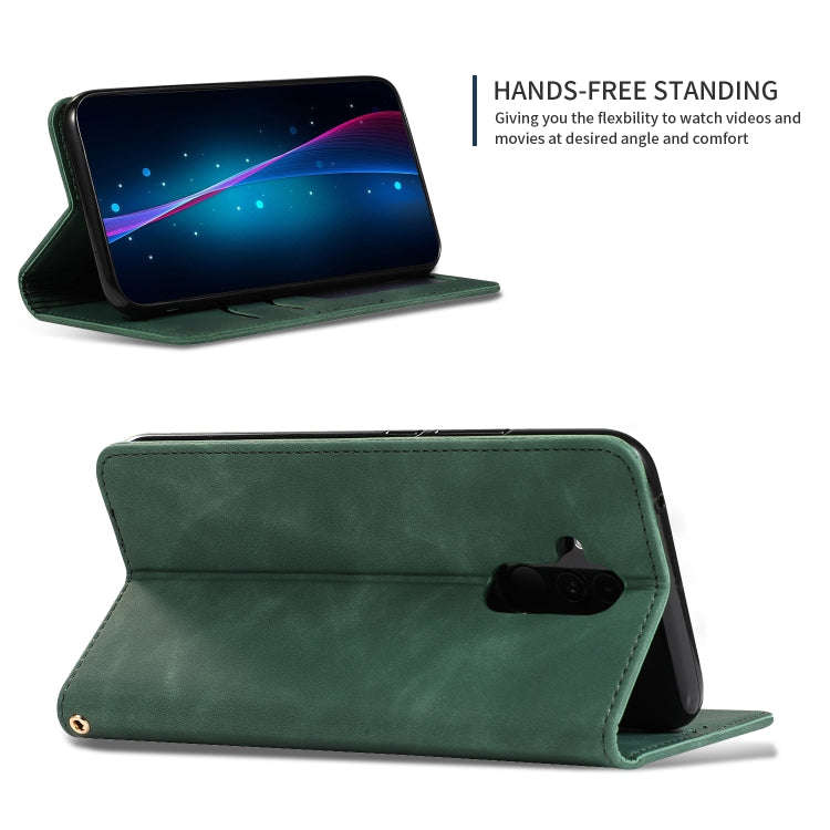 Retro Skin Feel Business Magnetic Horizontal Flip Leather Case for Huawei Mate20 Lite(Army Green)