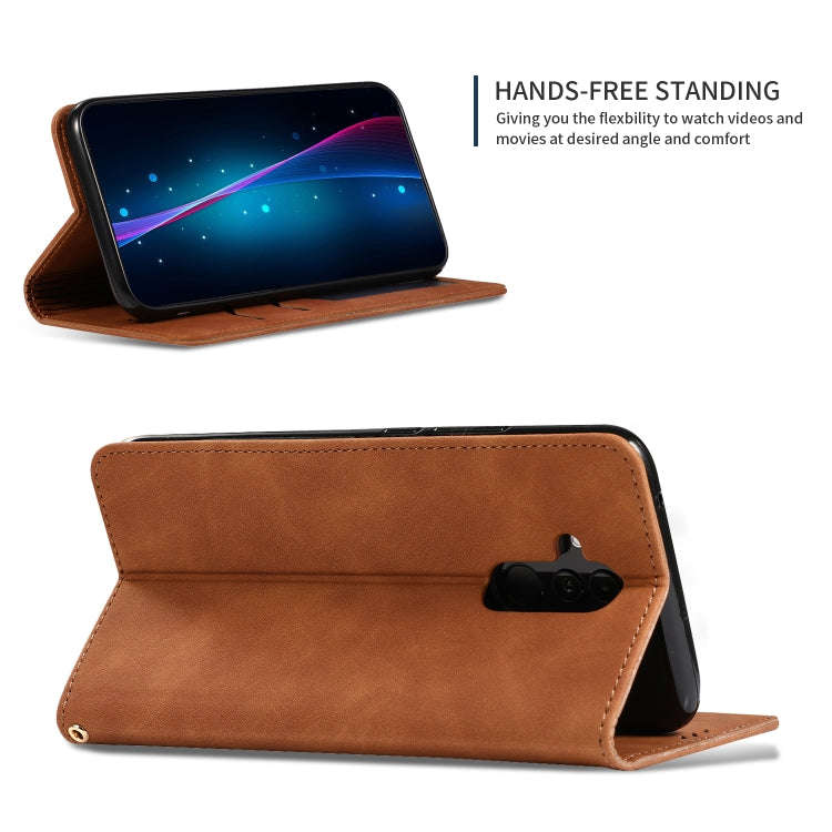 Retro Skin Feel Business Magnetic Horizontal Flip Leather Case for Huawei Mate20 Lite(Brown)