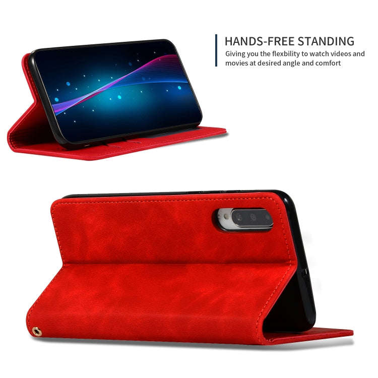 Retro Skin Feel Business Magnetic Horizontal Flip Leather Case for Huawei P30(Red)