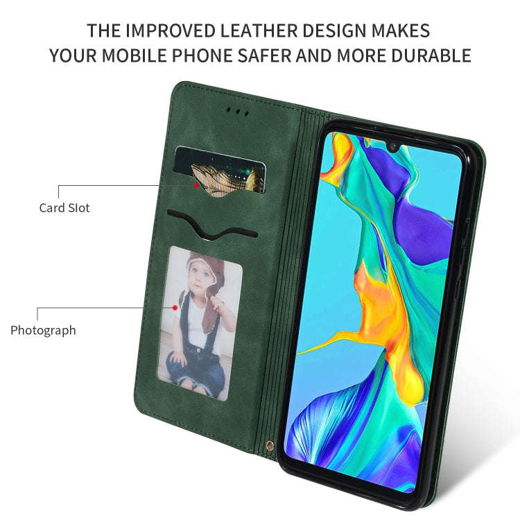Retro Skin Feel Business Magnetic Horizontal Flip Leather Case for Huawei P30(Army Green)
