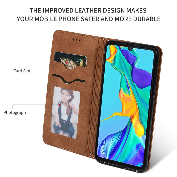 Retro Skin Feel Business Magnetic Horizontal Flip Leather Case for Huawei P30(Brown)