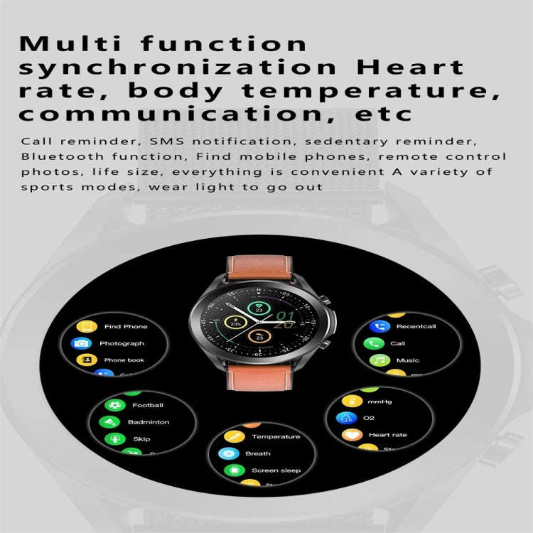 DW95 1.28 inch Color Screen Smart Watch, IP67 Waterproof,Leather Watchband,Support Bluetooth Call...