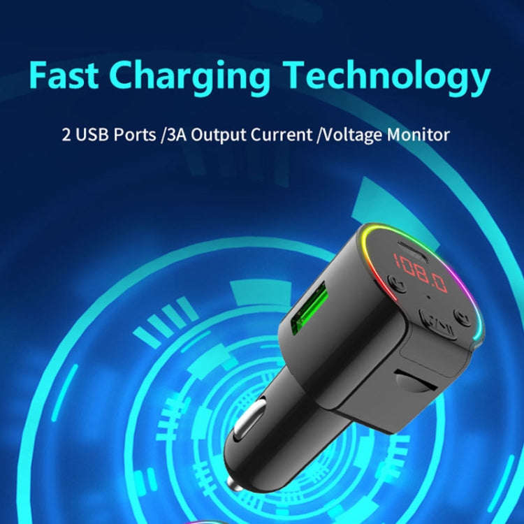G61 FM Transmitter Music MP3 Player QC3.0 Type-C Quick Charge Support 5.0 Hands-free Car Kit