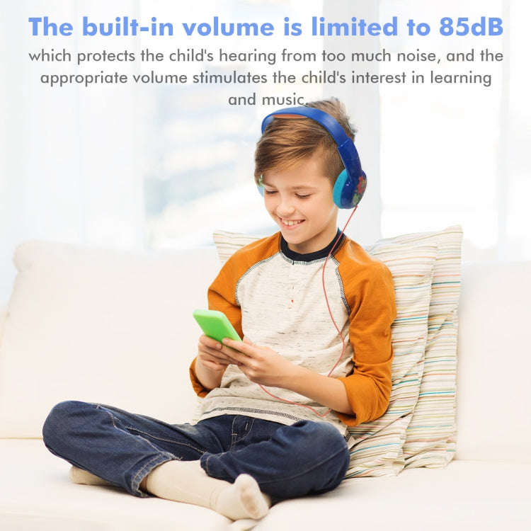 KID101 Portable Cute Children Learning Wired Headphone(Blue Red)