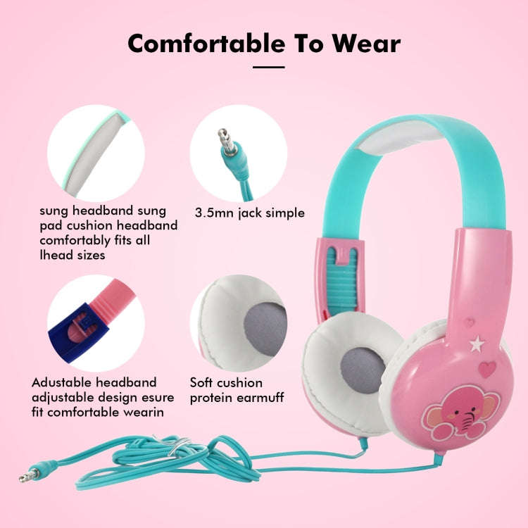 KID101 Portable Cute Children Learning Wired Headphone(Blue Red)