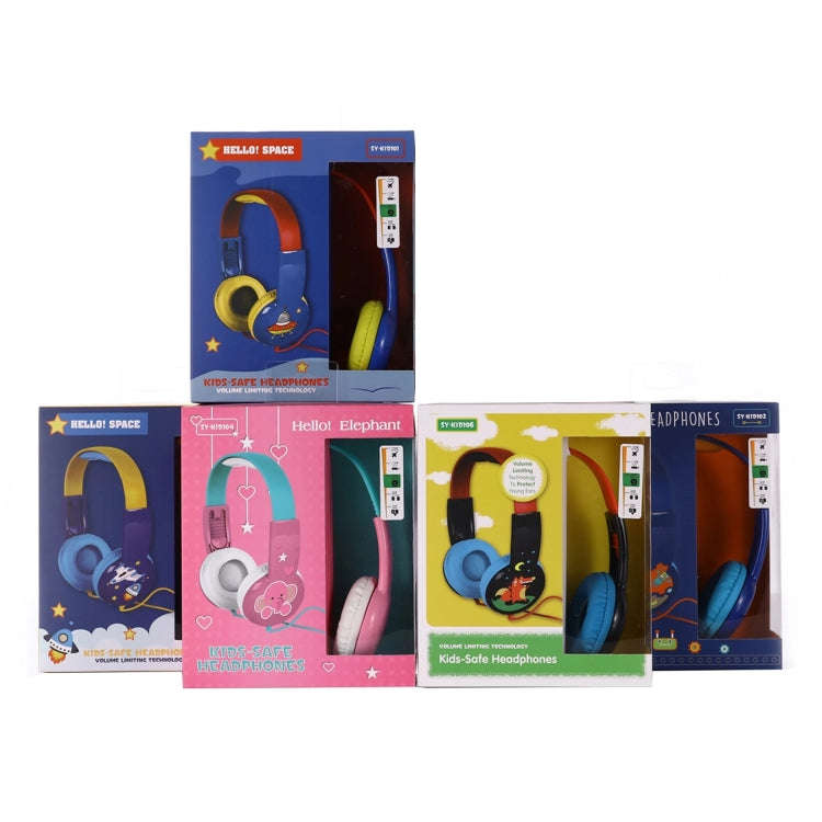 KID101 Portable Cute Children Learning Wired Headphone(Blue Red)