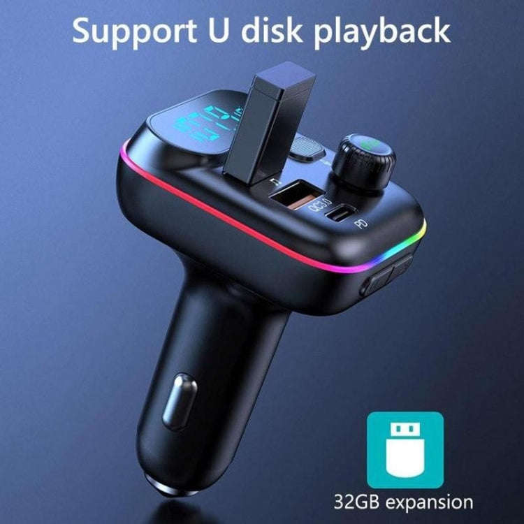 T70 Car MP3 Player FM Transmitter with Bluetooth USB Car Mobile Charger QC3.0 Quick Charge U Disk...