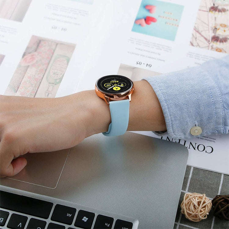 Monochrome Silicone Watch Band For Samsung Galaxy Watch Active 20mm(Light Blue)