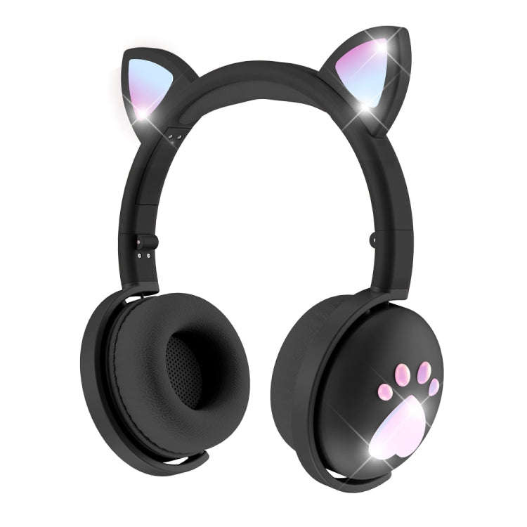 BK9 HiFi 7.1 Surround Sound Cat Claw Luminous Cat Ear Bluetooth Gaming Headset with Mic(Black)