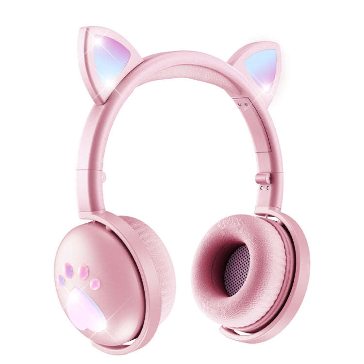 BK9 HiFi 7.1 Surround Sound Cat Claw Luminous Cat Ear Bluetooth Gaming Headset with Mic(Pink)