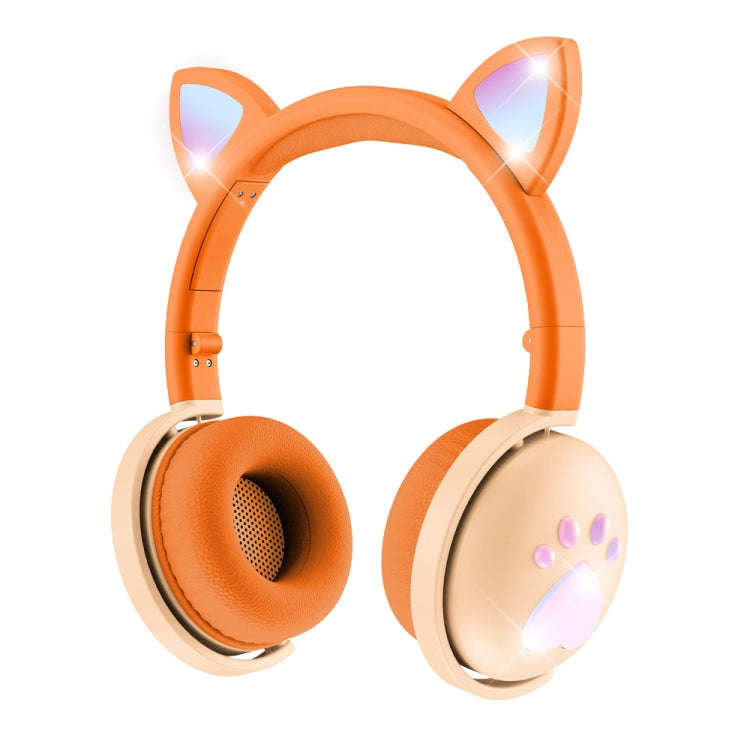 BK9 HiFi 7.1 Surround Sound Cat Claw Luminous Cat Ear Bluetooth Gaming Headset with Mic(Orange)