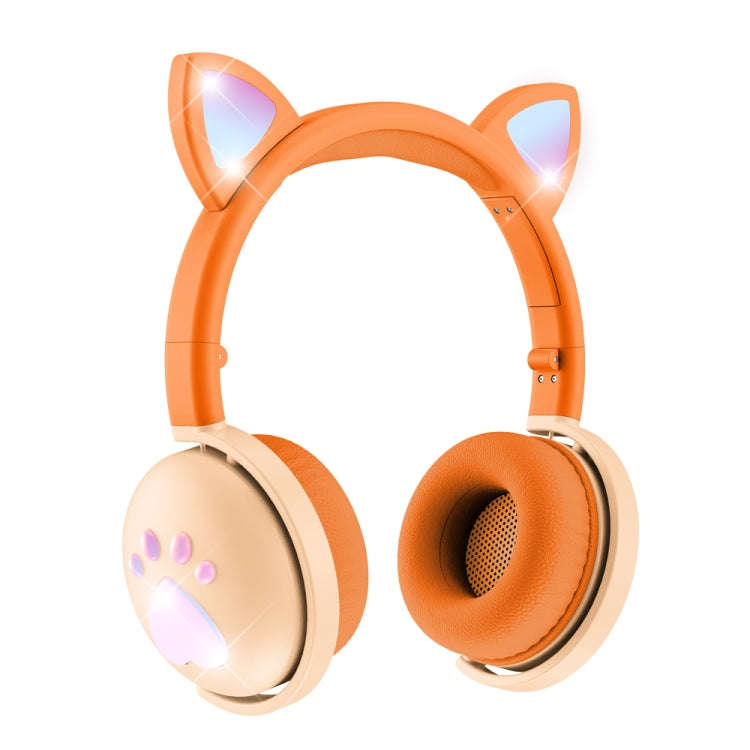 BK9 HiFi 7.1 Surround Sound Cat Claw Luminous Cat Ear Bluetooth Gaming Headset with Mic(Orange)