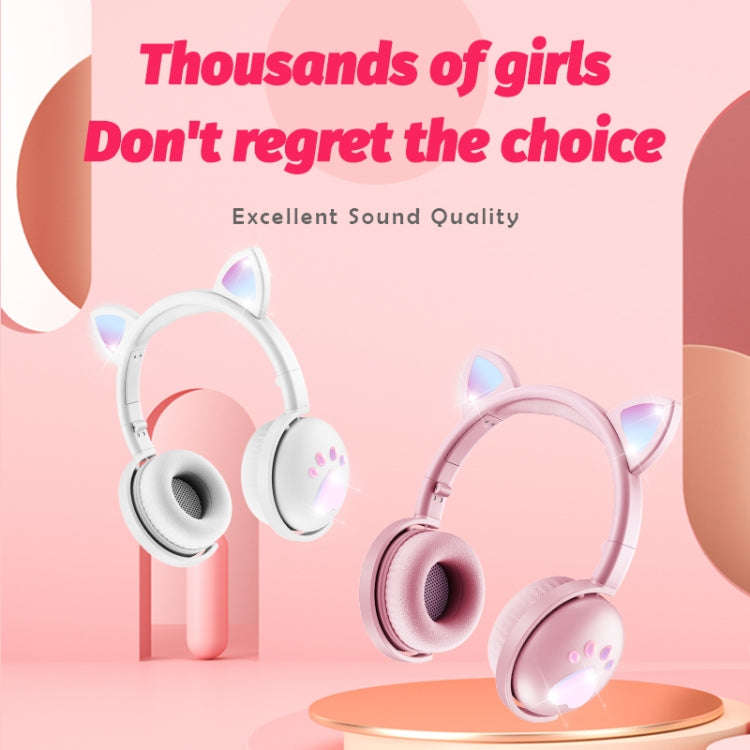 BK9 HiFi 7.1 Surround Sound Cat Claw Luminous Cat Ear Bluetooth Gaming Headset with Mic(Pink)