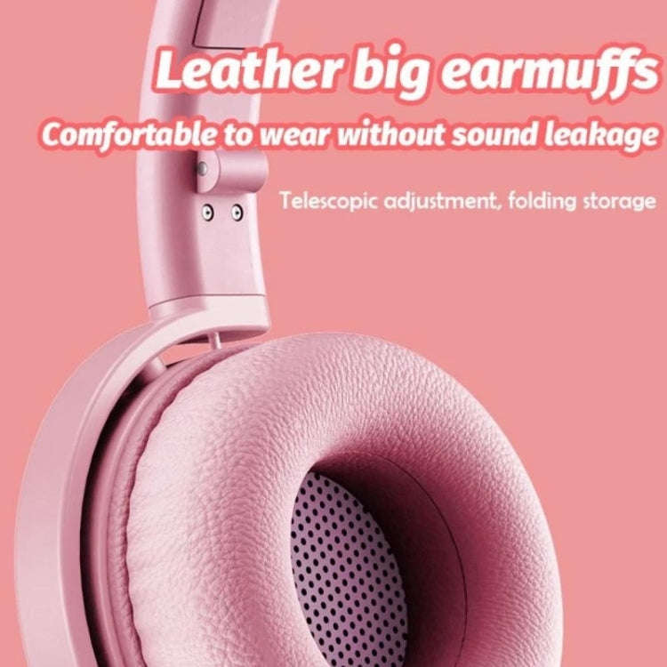 BK9 HiFi 7.1 Surround Sound Cat Claw Luminous Cat Ear Bluetooth Gaming Headset with Mic(Red)