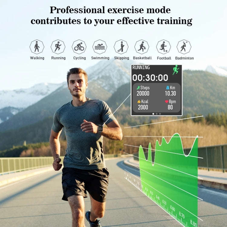 P52 1.3 inch Color Screen Smart Watch, IP68 Waterproof,Support Heart Rate Monitoring/Blood Pressu...