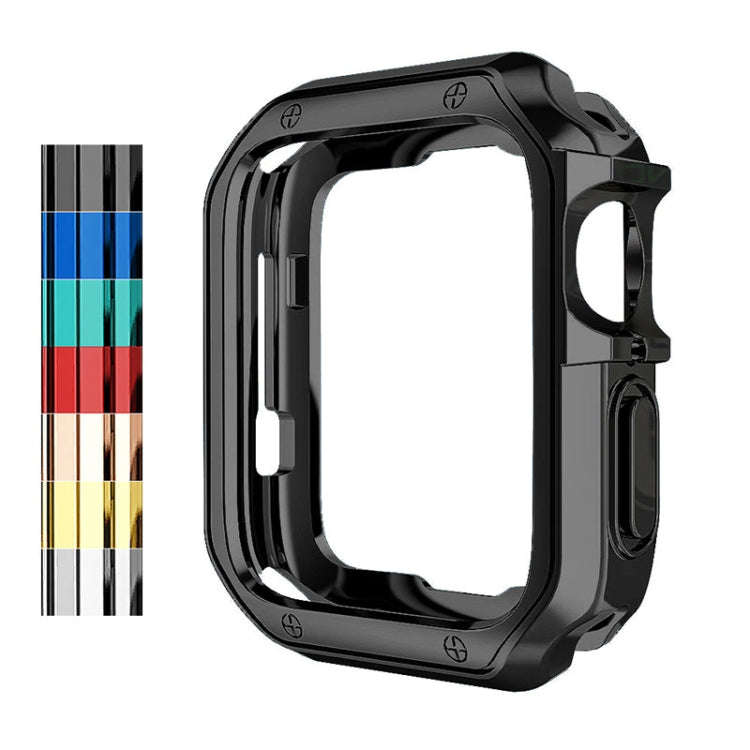 Anti-fall Electroplating TPU Watch Protective Case for Apple 1/2/3/4/5/6/7/SE 38mm/40mm/41mm(Black)