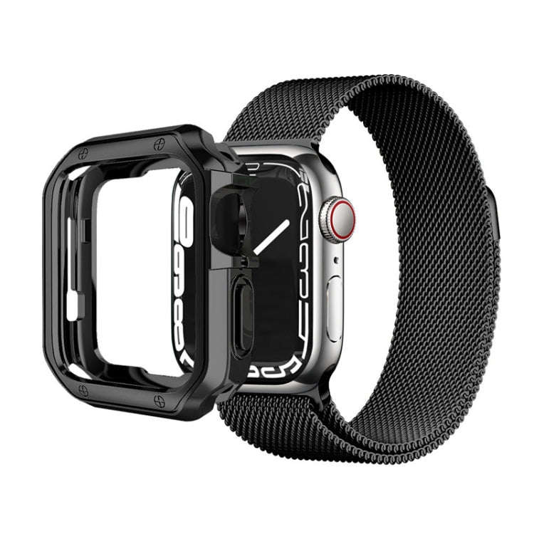 Anti-fall Electroplating TPU Watch Protective Case for Apple 1/2/3/4/5/6/7/SE 38mm/40mm/41mm(Black)