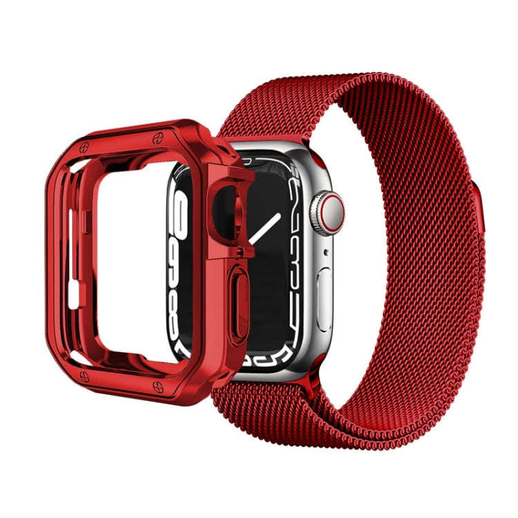 Anti-fall Electroplating TPU Watch Protective Case for Apple 1/2/3/4/5/6/7/SE 38mm/40mm/41mm(Red)