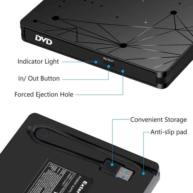 External USB 3.0 Portable DVD RW Reader Optical Drive Reader