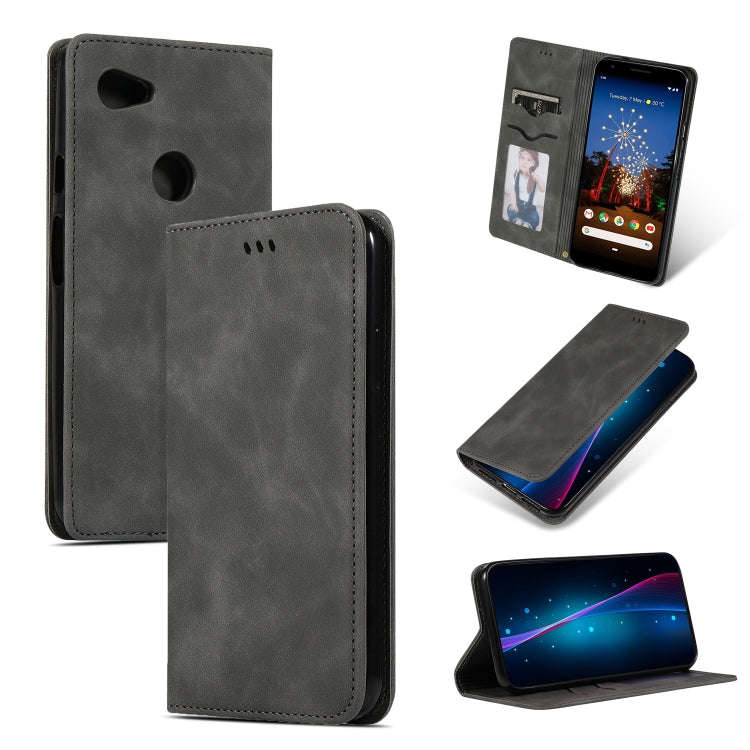 Retro Skin Feel Business Magnetic Horizontal Flip Leather Case for Google Pixel 3A XL(Dark Gray)
