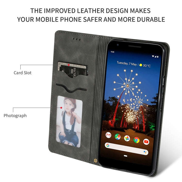 Retro Skin Feel Business Magnetic Horizontal Flip Leather Case for Google Pixel 3A XL(Dark Gray)