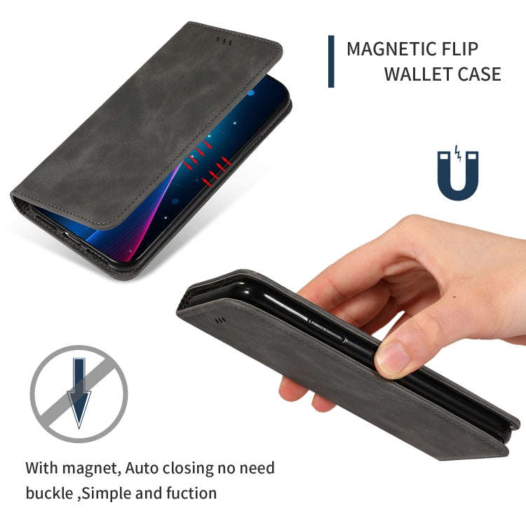 Retro Skin Feel Business Magnetic Horizontal Flip Leather Case for Google Pixel 3A XL(Dark Gray)