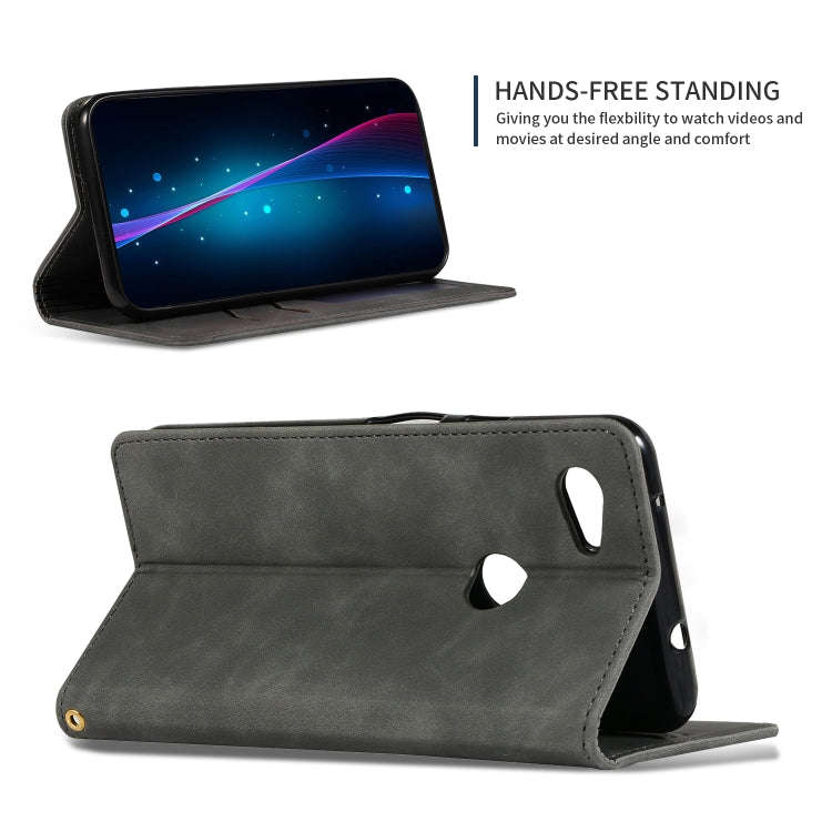Retro Skin Feel Business Magnetic Horizontal Flip Leather Case for Google Pixel 3A XL(Dark Gray)