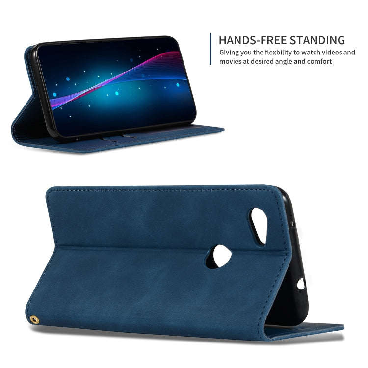 Retro Skin Feel Business Magnetic Horizontal Flip Leather Case for Google Pixel 3A XL(Navy Blue)