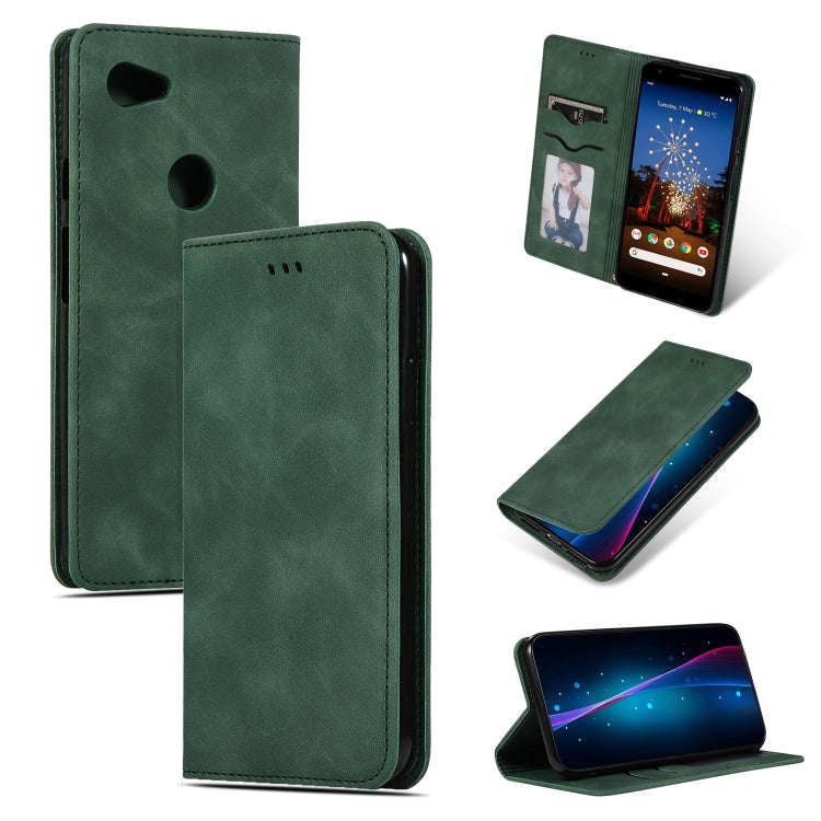 Retro Skin Feel Business Magnetic Horizontal Flip Leather Case for Google Pixel 3A XL(Army Green)