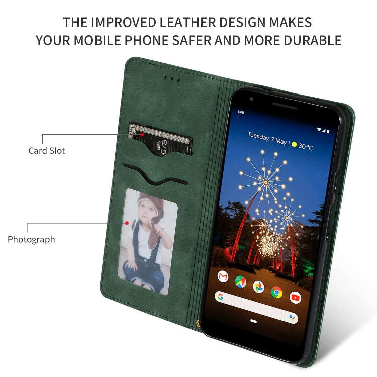 Retro Skin Feel Business Magnetic Horizontal Flip Leather Case for Google Pixel 3A XL(Army Green)