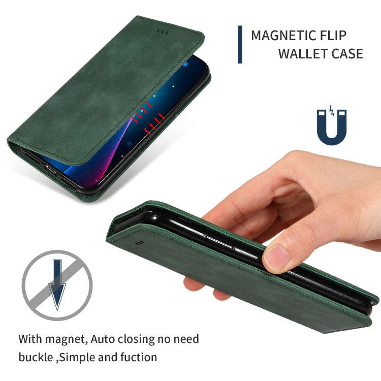 Retro Skin Feel Business Magnetic Horizontal Flip Leather Case for Google Pixel 3A XL(Army Green)