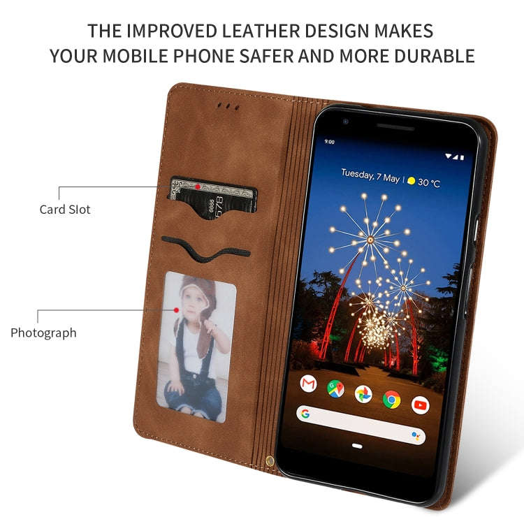 Retro Skin Feel Business Magnetic Horizontal Flip Leather Case for Google Pixel 3A XL(Brown)