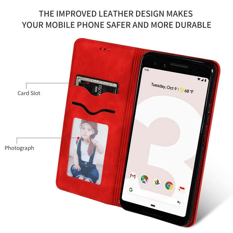 Retro Skin Feel Business Magnetic Horizontal Flip Leather Case for Google Pixel 3(Red)