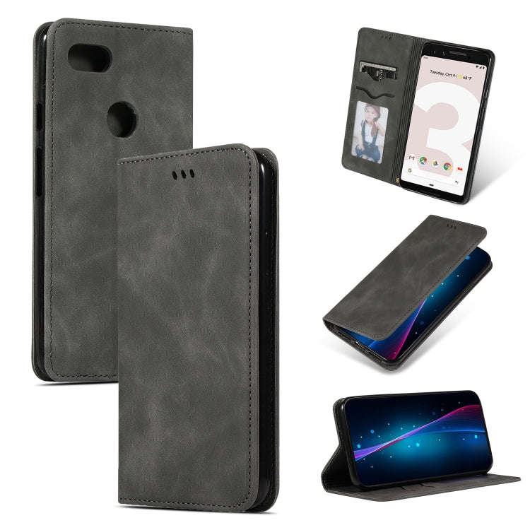 Retro Skin Feel Business Magnetic Horizontal Flip Leather Case for Google Pixel 3(Dark Gray)