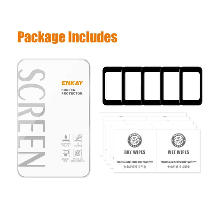 For Fitbit Charge 5 / Charge 6 5pcs ENKAY Hat-Prince 3D Curved Edge PC Edge PMMA HD Screen Film