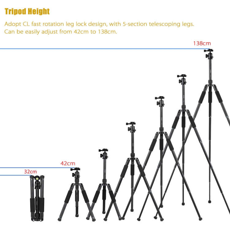 YUNTENG VCT-190 Aluminum Tripod Mount Monopod with Ball Head