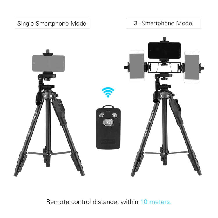 YUNTENG VCT-6808 Multi-Phone Bracket Tripod Mount with Ball Head and Remote Control