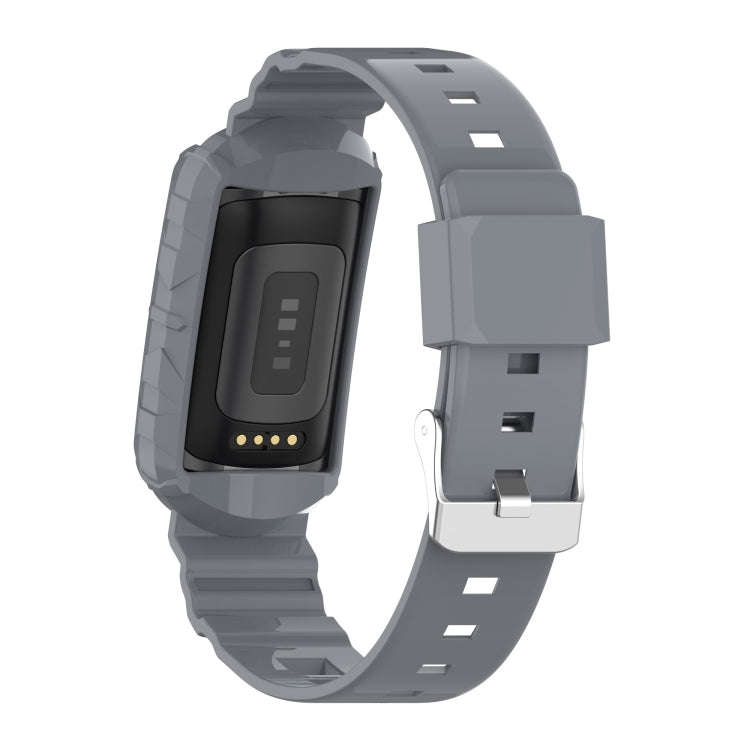 For Fitbit Charge 4 Silicone One Body Armor Watch Band(Gray)