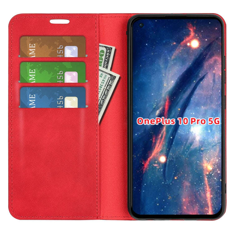 For OnePlus 10 Pro 5G Retro-skin Magnetic Suction Phone Leather Case with Holder & Card Slots & W...