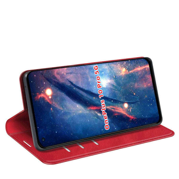 For OnePlus 10 Pro 5G Retro-skin Magnetic Suction Phone Leather Case with Holder & Card Slots & W...