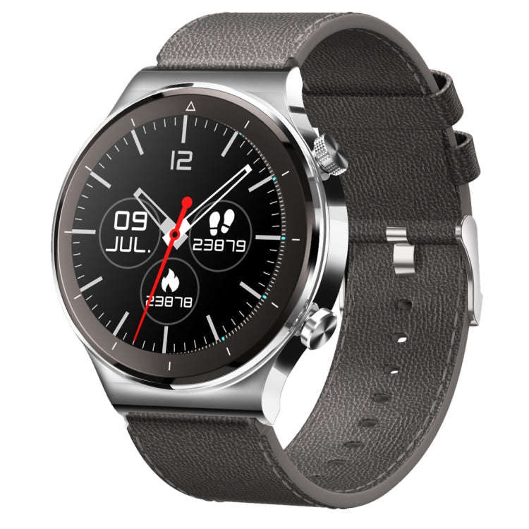 N58 IP67 1.28 inch Touch Color Screen Smart Watch(Leather Silver)