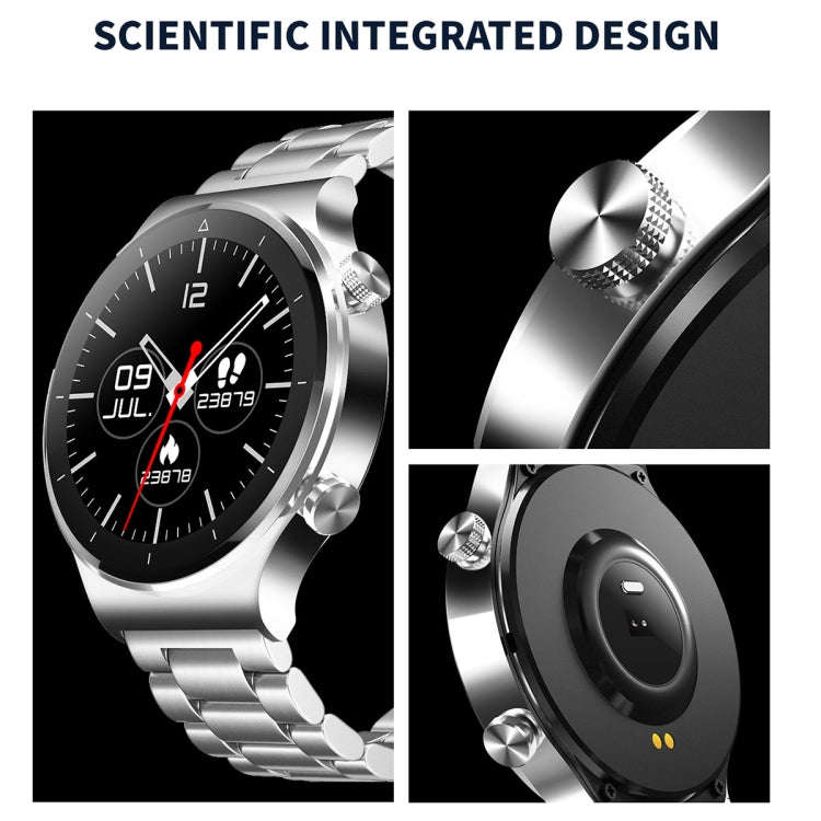 N58 IP67 1.28 inch Touch Color Screen Smart Watch(Leather Silver)