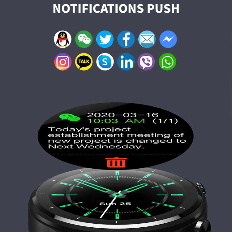 N58 IP67 1.28 inch Touch Color Screen Smart Watch(Leather Silver)