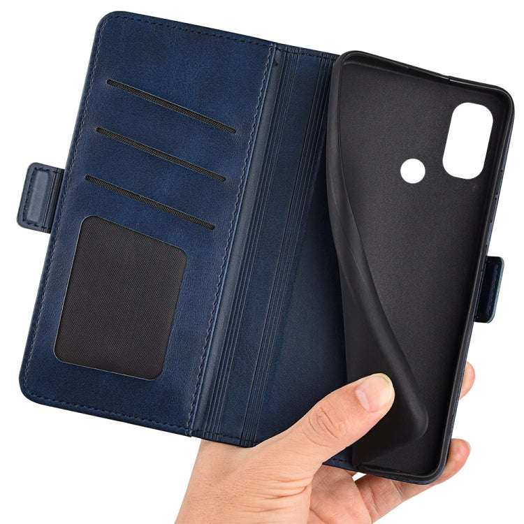 For Motorola Moto E30 / E40 Dual-side Magnetic Buckle Leather Phone Case(Dark Blue)