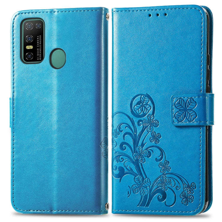 For Doogee N30 Four-leaf Clasp Embossed Buckle Mobile Phone Protection Leather Case(Blue)