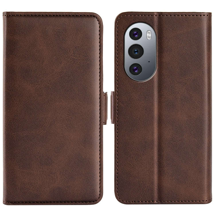 For Motorola Edge X30 Dual-side Magnetic Buckle Leather Phone Case(Brown)