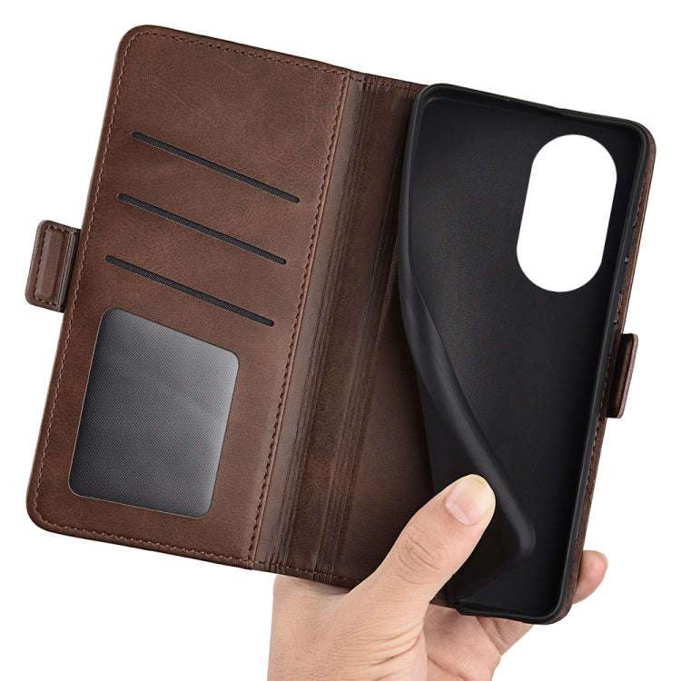 For Motorola Edge X30 Dual-side Magnetic Buckle Leather Phone Case(Brown)